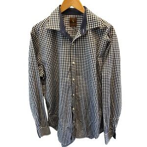 Tailor Byrd Shirt Men's XL Blue Gingham Button Up Long Sleeve Preppy Classic